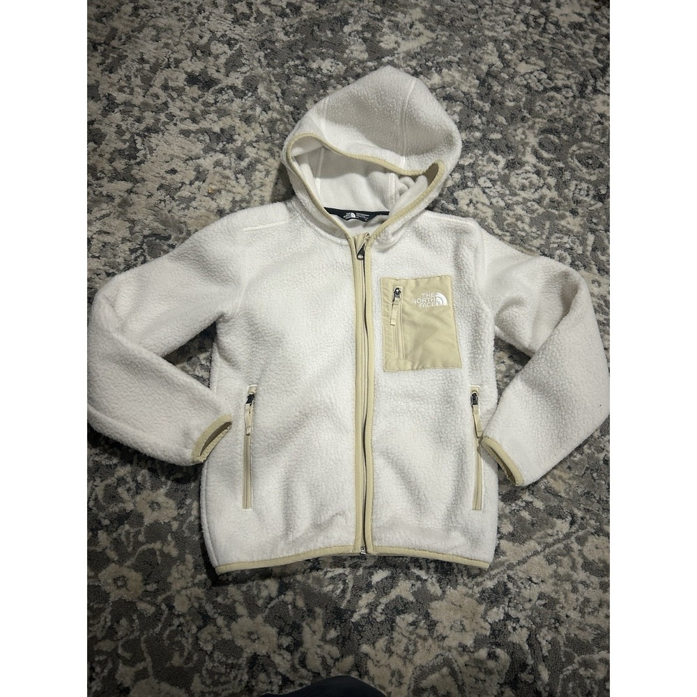 Unisex Kids North Face Jacket‎ White Zip Up Fleece Size Small 7/8